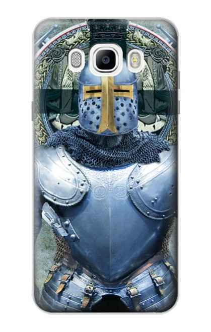 W3864 Medieval Templar Heavy Armor Knight Hülle Schutzhülle Taschen und Leder Flip für Samsung Galaxy J7 (2016)