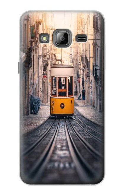 W3867 Trams in Lisbon Hülle Schutzhülle Taschen und Leder Flip für Samsung Galaxy J3 (2016)