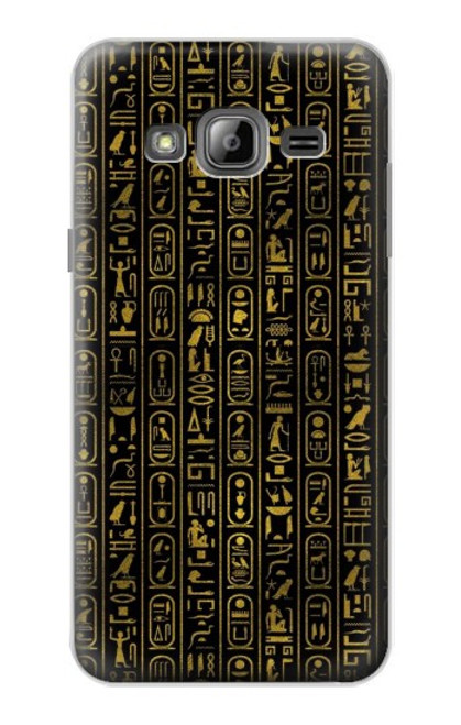 W3869 Ancient Egyptian Hieroglyphic Hülle Schutzhülle Taschen und Leder Flip für Samsung Galaxy J3 (2016)
