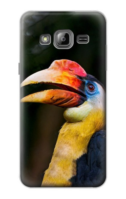 W3876 Colorful Hornbill Hülle Schutzhülle Taschen und Leder Flip für Samsung Galaxy J3 (2016)