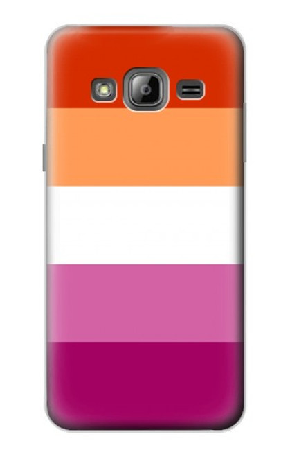 W3887 Lesbian Pride Flag Hülle Schutzhülle Taschen und Leder Flip für Samsung Galaxy J3 (2016)