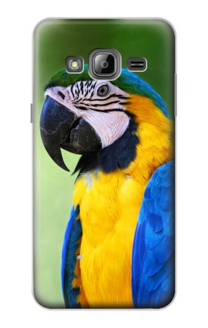 W3888 Macaw Face Bird Hülle Schutzhülle Taschen und Leder Flip für Samsung Galaxy J3 (2016)