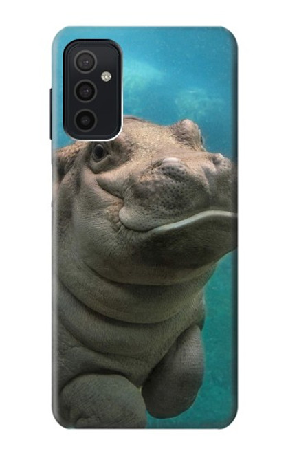 W3871 Cute Baby Hippo Hippopotamus Hülle Schutzhülle Taschen und Leder Flip für Samsung Galaxy M52 5G