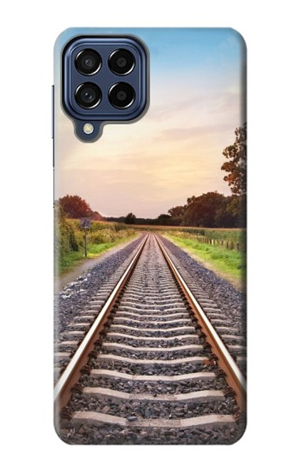 W3866 Railway Straight Train Track Hülle Schutzhülle Taschen und Leder Flip für Samsung Galaxy M53