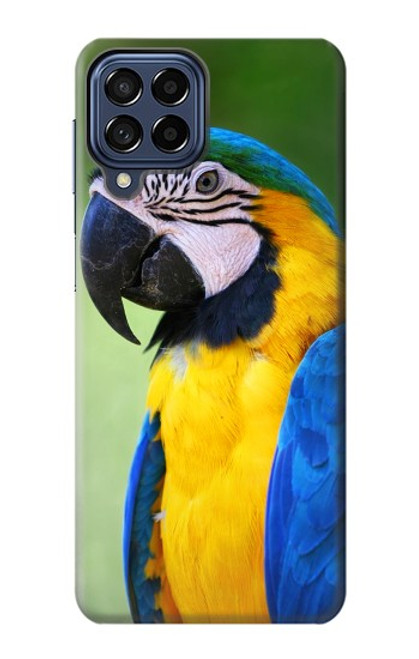 W3888 Macaw Face Bird Hülle Schutzhülle Taschen und Leder Flip für Samsung Galaxy M53