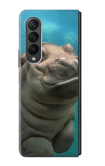 W3871 Cute Baby Hippo Hippopotamus Hülle Schutzhülle Taschen Flip für Samsung Galaxy Z Fold 3 5G