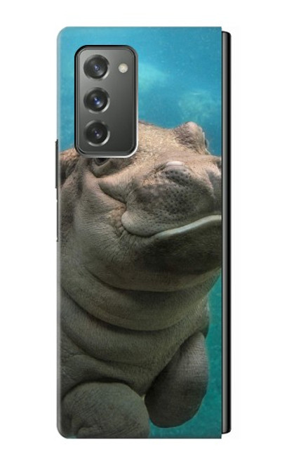 W3871 Cute Baby Hippo Hippopotamus Hülle Schutzhülle Taschen Flip für Samsung Galaxy Z Fold2 5G