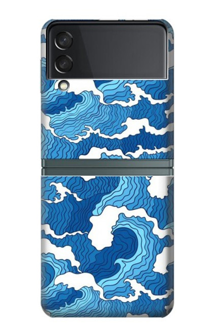 W3901 Aesthetic Storm Ocean Waves Hülle Schutzhülle Taschen Flip für Samsung Galaxy Z Flip 3 5G