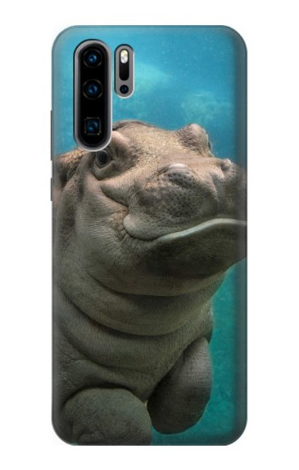 W3871 Cute Baby Hippo Hippopotamus Hülle Schutzhülle Taschen und Leder Flip für Huawei P30 Pro