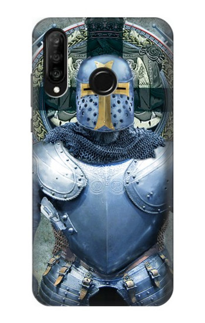 W3864 Medieval Templar Heavy Armor Knight Hülle Schutzhülle Taschen und Leder Flip für Huawei P30 lite