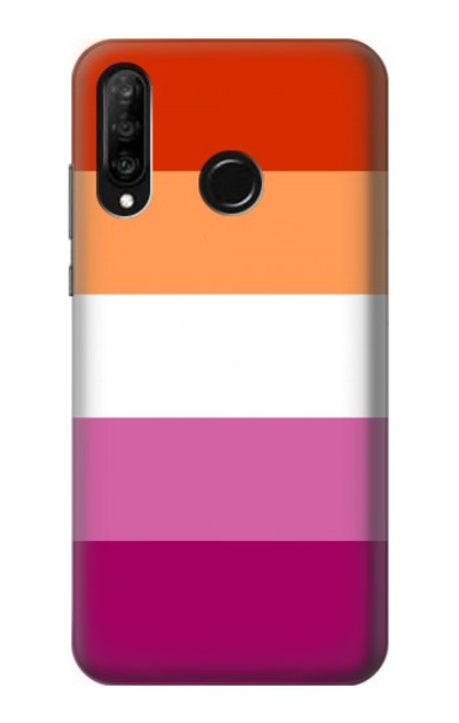 W3887 Lesbian Pride Flag Hülle Schutzhülle Taschen und Leder Flip für Huawei P30 lite