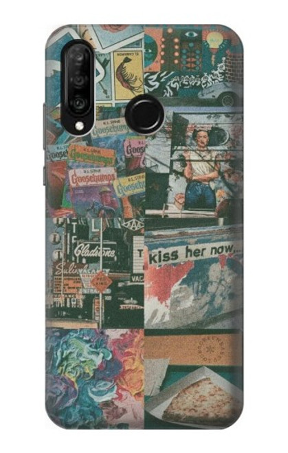 W3909 Vintage Poster Hülle Schutzhülle Taschen und Leder Flip für Huawei P30 lite