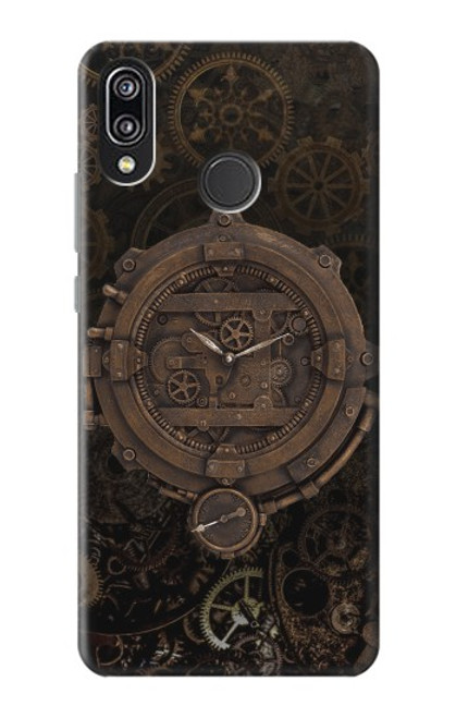 W3902 Steampunk Clock Gear Hülle Schutzhülle Taschen und Leder Flip für Huawei P20 Lite