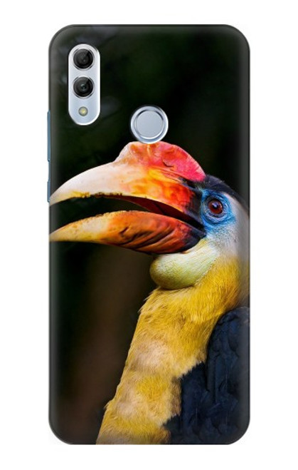 W3876 Colorful Hornbill Hülle Schutzhülle Taschen und Leder Flip für Huawei Honor 10 Lite, Huawei P Smart 2019