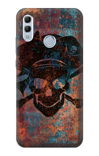 W3895 Pirate Skull Metal Hülle Schutzhülle Taschen und Leder Flip für Huawei Honor 10 Lite, Huawei P Smart 2019