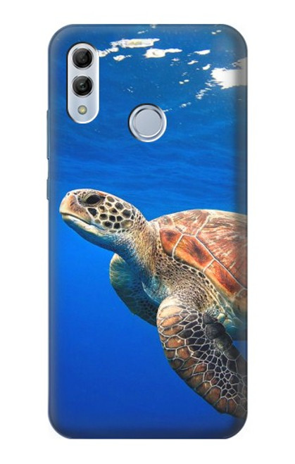 W3898 Sea Turtle Hülle Schutzhülle Taschen und Leder Flip für Huawei Honor 10 Lite, Huawei P Smart 2019