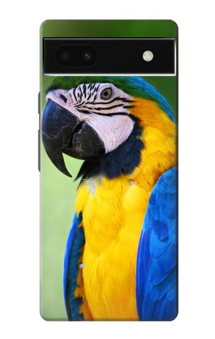 W3888 Macaw Face Bird Hülle Schutzhülle Taschen und Leder Flip für Google Pixel 6a