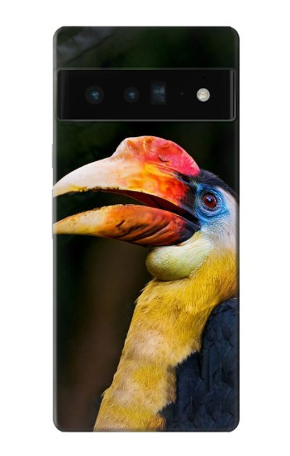W3876 Colorful Hornbill Hülle Schutzhülle Taschen und Leder Flip für Google Pixel 6 Pro
