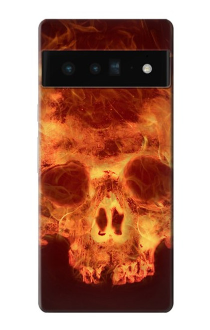 W3881 Fire Skull Hülle Schutzhülle Taschen und Leder Flip für Google Pixel 6 Pro