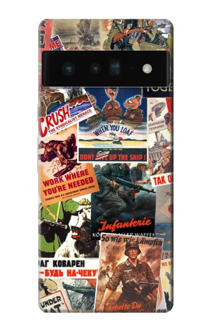 W3905 Vintage Army Poster Hülle Schutzhülle Taschen und Leder Flip für Google Pixel 6 Pro