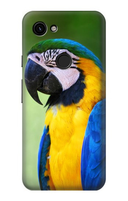 W3888 Macaw Face Bird Hülle Schutzhülle Taschen und Leder Flip für Google Pixel 3a