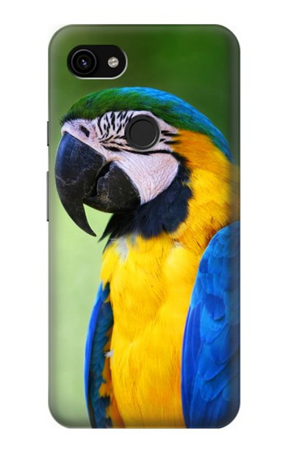 W3888 Macaw Face Bird Hülle Schutzhülle Taschen und Leder Flip für Google Pixel 3a XL