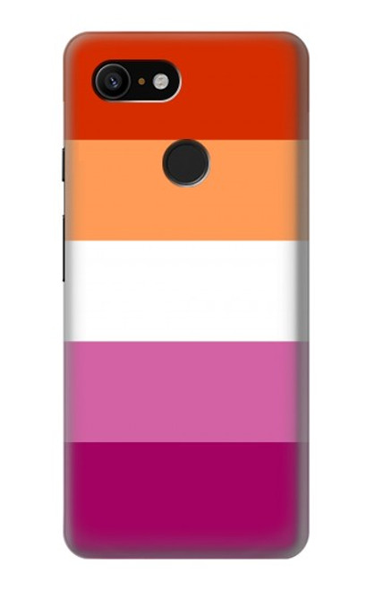 W3887 Lesbian Pride Flag Hülle Schutzhülle Taschen und Leder Flip für Google Pixel 3