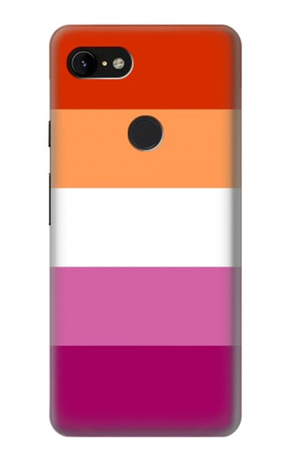 W3887 Lesbian Pride Flag Hülle Schutzhülle Taschen und Leder Flip für Google Pixel 3 XL