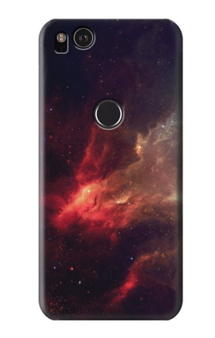 W3897 Red Nebula Space Hülle Schutzhülle Taschen und Leder Flip für Google Pixel 2