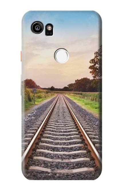 W3866 Railway Straight Train Track Hülle Schutzhülle Taschen und Leder Flip für Google Pixel 2 XL