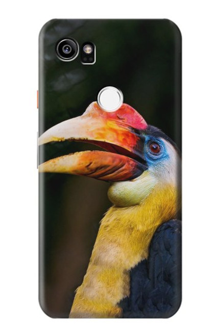 W3876 Colorful Hornbill Hülle Schutzhülle Taschen und Leder Flip für Google Pixel 2 XL