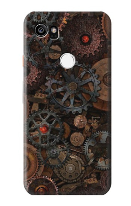 W3884 Steampunk Mechanical Gears Hülle Schutzhülle Taschen und Leder Flip für Google Pixel 2 XL