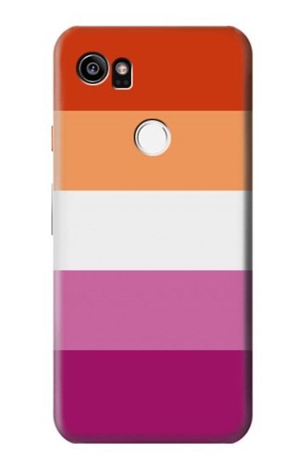 W3887 Lesbian Pride Flag Hülle Schutzhülle Taschen und Leder Flip für Google Pixel 2 XL