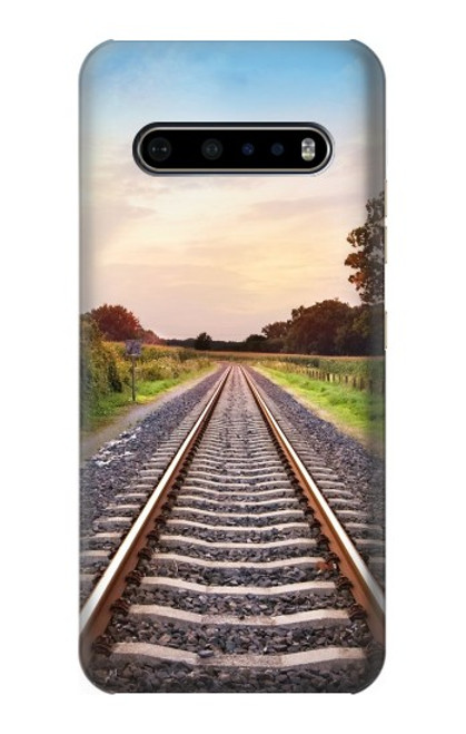 W3866 Railway Straight Train Track Hülle Schutzhülle Taschen und Leder Flip für LG V60 ThinQ 5G