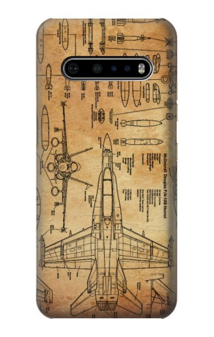 W3868 Aircraft Blueprint Old Paper Hülle Schutzhülle Taschen und Leder Flip für LG V60 ThinQ 5G