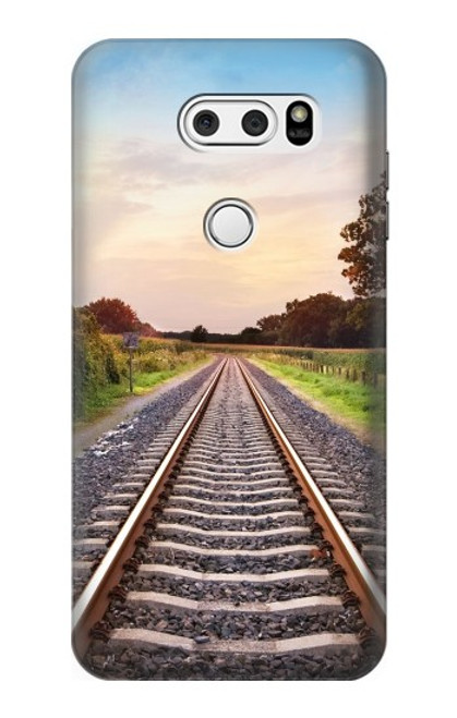 W3866 Railway Straight Train Track Hülle Schutzhülle Taschen und Leder Flip für LG V30, LG V30 Plus, LG V30S ThinQ, LG V35, LG V35 ThinQ