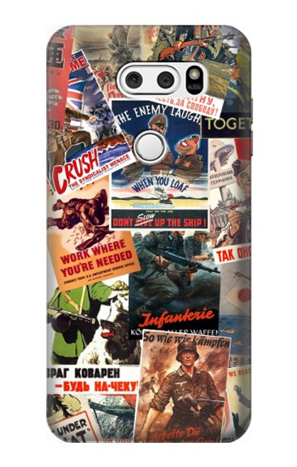 W3905 Vintage Army Poster Hülle Schutzhülle Taschen und Leder Flip für LG V30, LG V30 Plus, LG V30S ThinQ, LG V35, LG V35 ThinQ