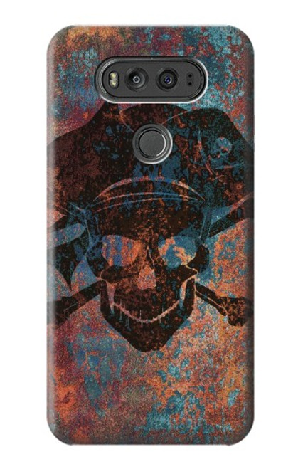 W3895 Pirate Skull Metal Hülle Schutzhülle Taschen und Leder Flip für LG V20