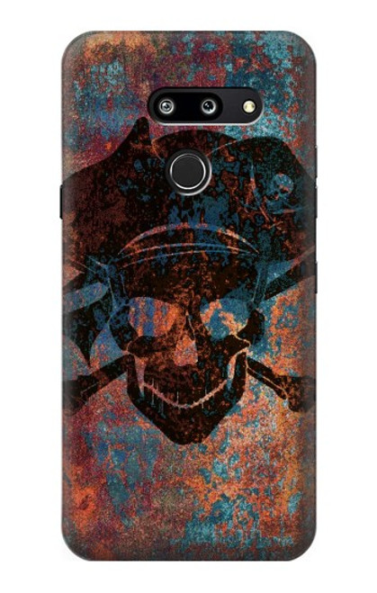 W3895 Pirate Skull Metal Hülle Schutzhülle Taschen und Leder Flip für LG G8 ThinQ