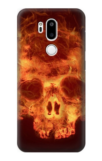 W3881 Fire Skull Hülle Schutzhülle Taschen und Leder Flip für LG G7 ThinQ