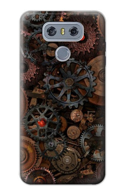 W3884 Steampunk Mechanical Gears Hülle Schutzhülle Taschen und Leder Flip für LG G6