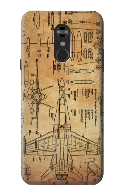 W3868 Aircraft Blueprint Old Paper Hülle Schutzhülle Taschen und Leder Flip für LG Q Stylo 4, LG Q Stylus