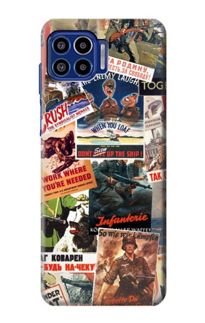 W3905 Vintage Army Poster Hülle Schutzhülle Taschen und Leder Flip für Motorola One 5G