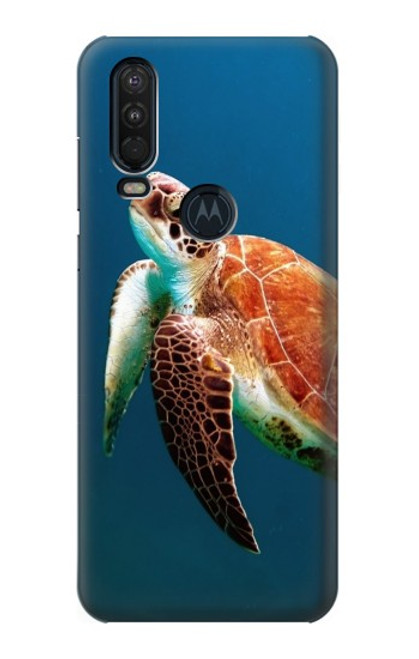 W3899 Sea Turtle Hülle Schutzhülle Taschen und Leder Flip für Motorola One Action (Moto P40 Power)
