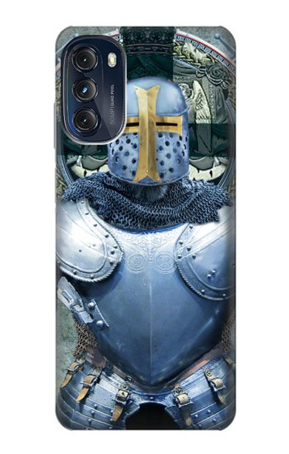 W3864 Medieval Templar Heavy Armor Knight Hülle Schutzhülle Taschen und Leder Flip für Motorola Moto G (2022)