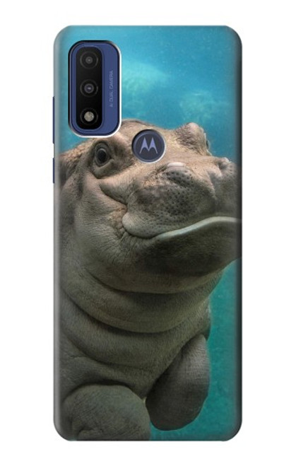 W3871 Cute Baby Hippo Hippopotamus Hülle Schutzhülle Taschen und Leder Flip für Motorola G Pure