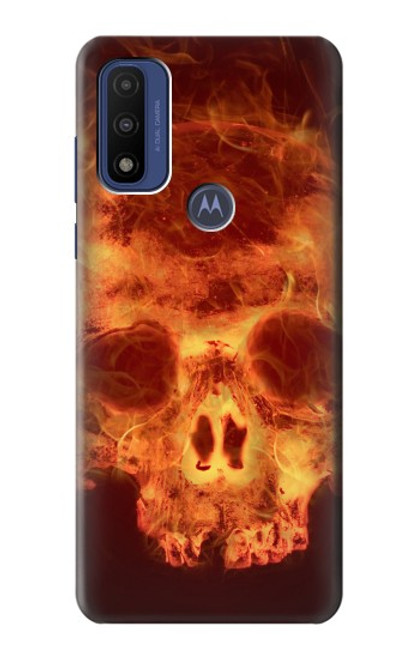 W3881 Fire Skull Hülle Schutzhülle Taschen und Leder Flip für Motorola G Pure