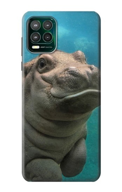 W3871 Cute Baby Hippo Hippopotamus Hülle Schutzhülle Taschen und Leder Flip für Motorola Moto G Stylus 5G