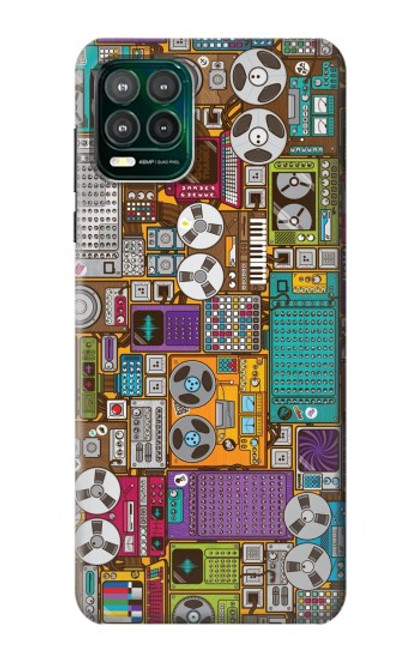 W3879 Retro Music Doodle Hülle Schutzhülle Taschen und Leder Flip für Motorola Moto G Stylus 5G