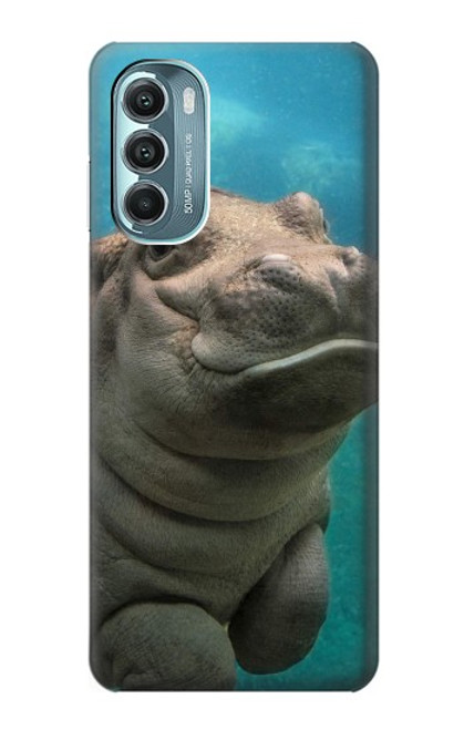 W3871 Cute Baby Hippo Hippopotamus Hülle Schutzhülle Taschen und Leder Flip für Motorola Moto G Stylus 5G (2022)